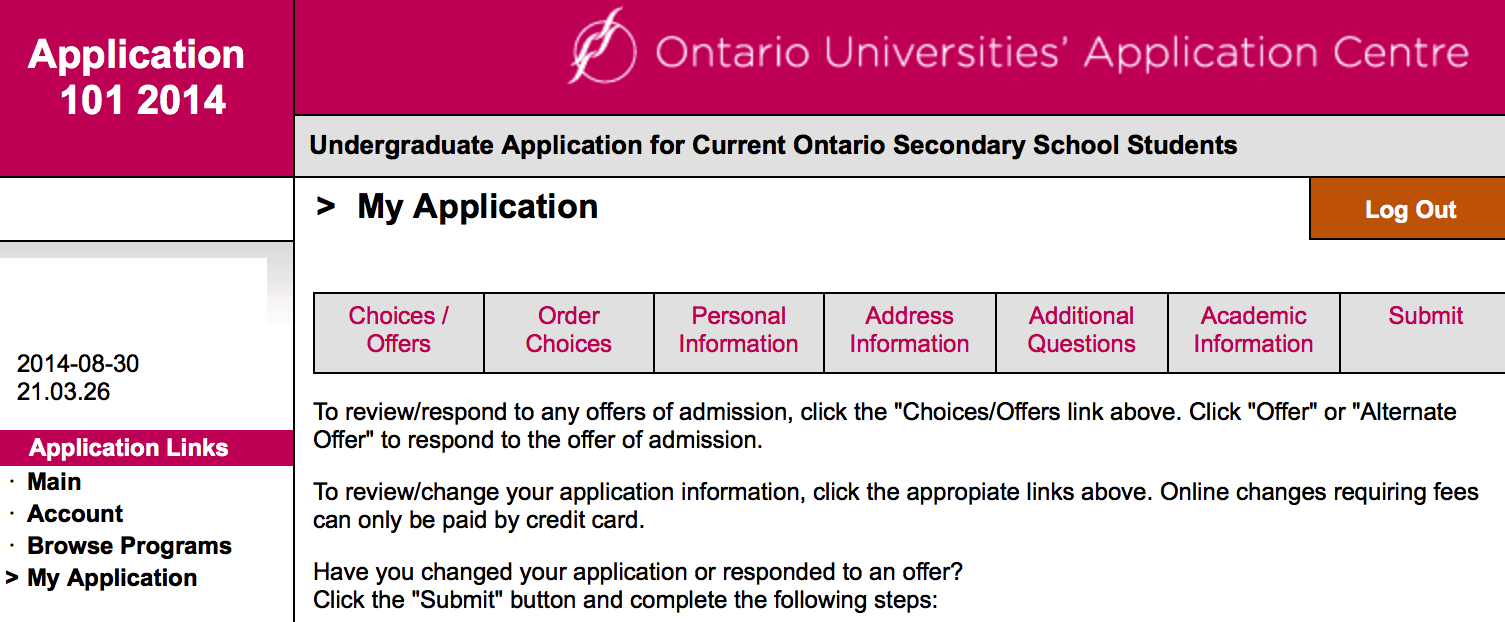 university application